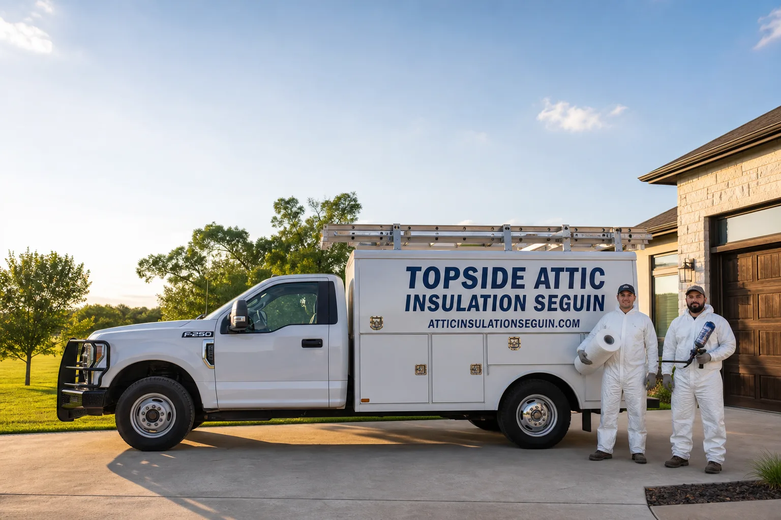 Topside Attic Insulation Seguin insulation service vehicle and crew in Seguin, TX